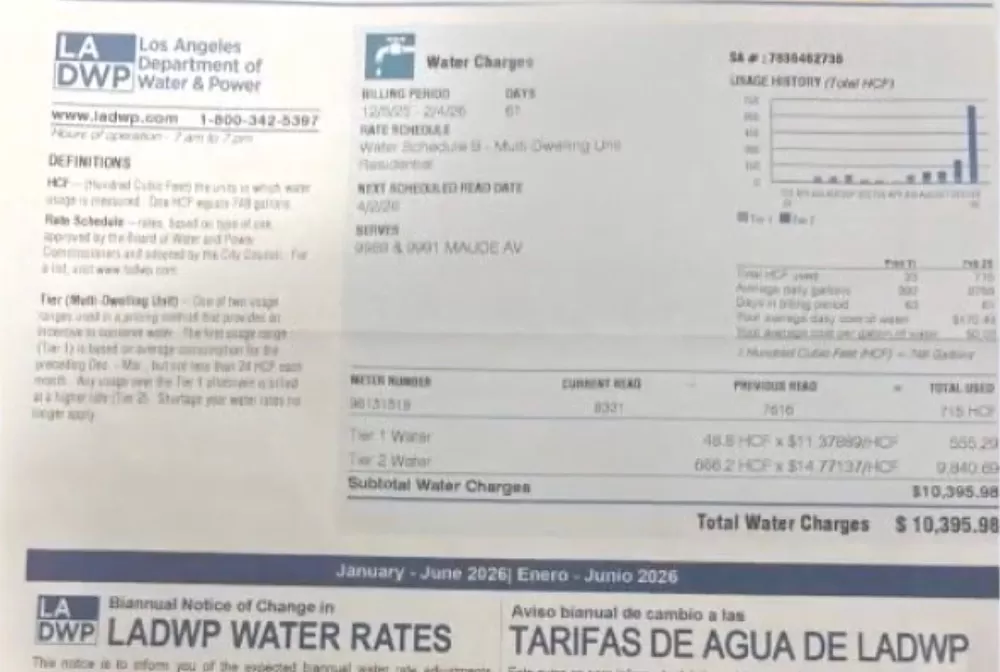 LA Man Faces $10,000 Water Bill, Blames Nearby Fire Hydrant Repairs
